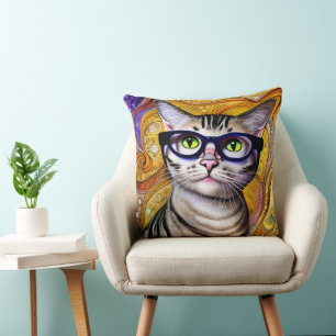 Coussin Cute Smart Chat Porte des lunettes