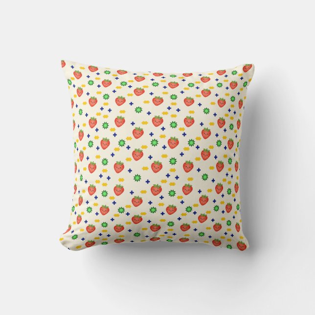 Coussin Cute Strawberry Pattern (Recto)
