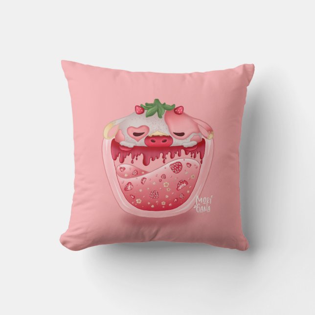 Coussin Cute Strawberry Throw Pillow – Kawaii Design (Recto)