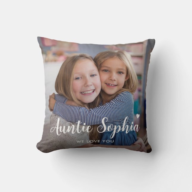 Coussin Cute Tante Personnalisée Deux garde-photos (Recto)