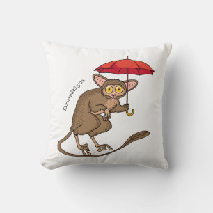 Coussin Cute Tarsier avec dessin animé parapluie