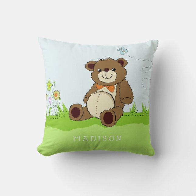 Coussin Cute Teddy Bear nom personnalisé lancer des oreill (Recto)