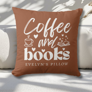 Coussin Cute Terracotta Café et Amateurs de livres sur mes