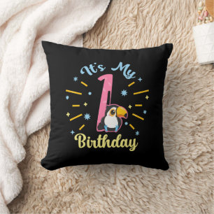 Coussin Cute Toucan 1er Anniversaire 1 An Fille de naissan