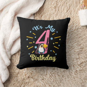 Coussin Cute Toucan 4e anniversaire 4 année fille de naiss