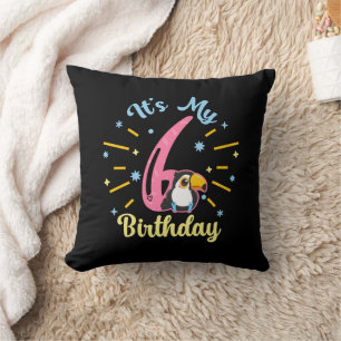 Coussin Cute Toucan 6e anniversaire 6 ans fille de naissan