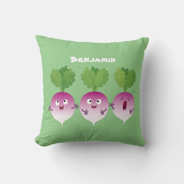 Coussin Cute turnip légumes trio chanter dessin animé (Recto)