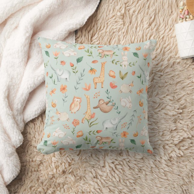 Coussin Cute Turquoise bébé animal Pastel Motif (Couverture)