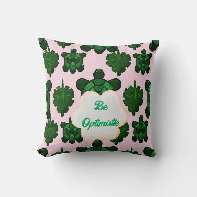 Coussin Cute Turtle Leaves Seamless Pattern, Tropical  (Recto)