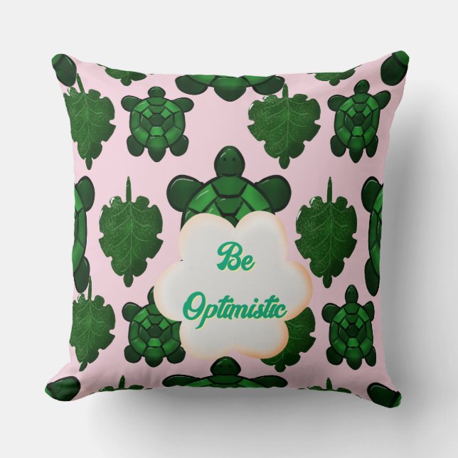 Coussin Cute Turtle Leaves Seamless Pattern, Tropical  (Recto)