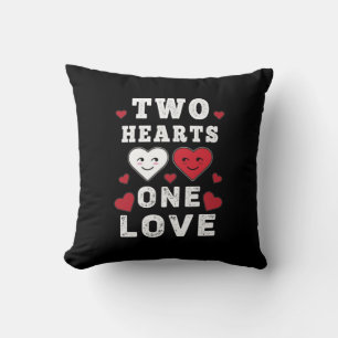 Coussin Cute Two Hearts One Love Anniversaire Saint-Valent