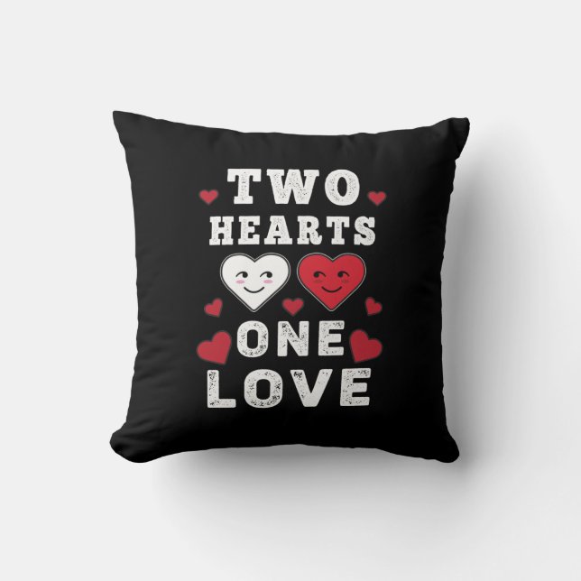 Coussin Cute Two Hearts One Love Anniversaire Saint-Valent (Recto)
