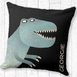 Coussin Cute Tyrannosaurus Rex Dinosaur Personnalisé<br><div class="desc">Un amusant dinosaure Tyrannosaurus Rex. Roar ! ! ! Modifiez ou supprimez le nom à customiser. Art original de Nic Squirrell.</div>
