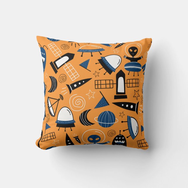 Coussin Cute ufo vaisseaux aliens, planètes, galaxies cous (Recto)
