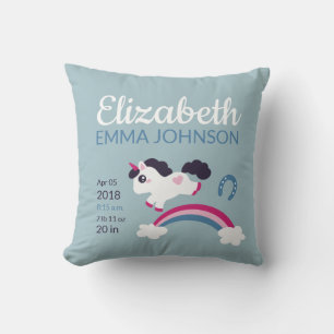 Coussin Cute Unicorn Baby Stats de naissance