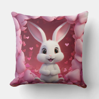 Coussin Cute Valentine Bunny Throw Pillow 