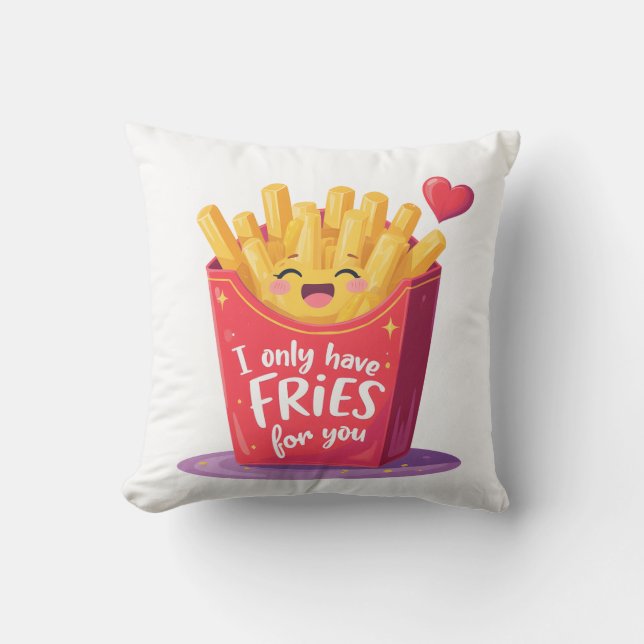 Coussin Cute Valentine French Fries Pun (Recto)