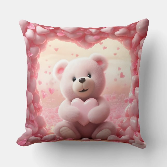 Coussin Cute Valentine Teddy Bear Throw Pillow (Recto)
