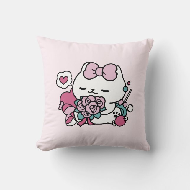 Coussin Cute Valentine's Cat Design - Feline the Love (Recto)