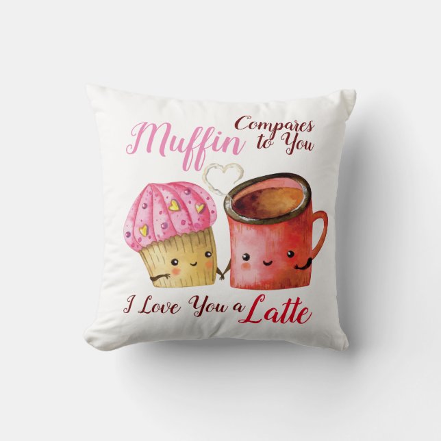Coussin Cute Valentine's Day Cupcake et café Mug Couple (Recto)