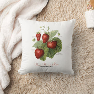 Coussin Cute Vintage fraise Variétés Ajouter Votre Nom