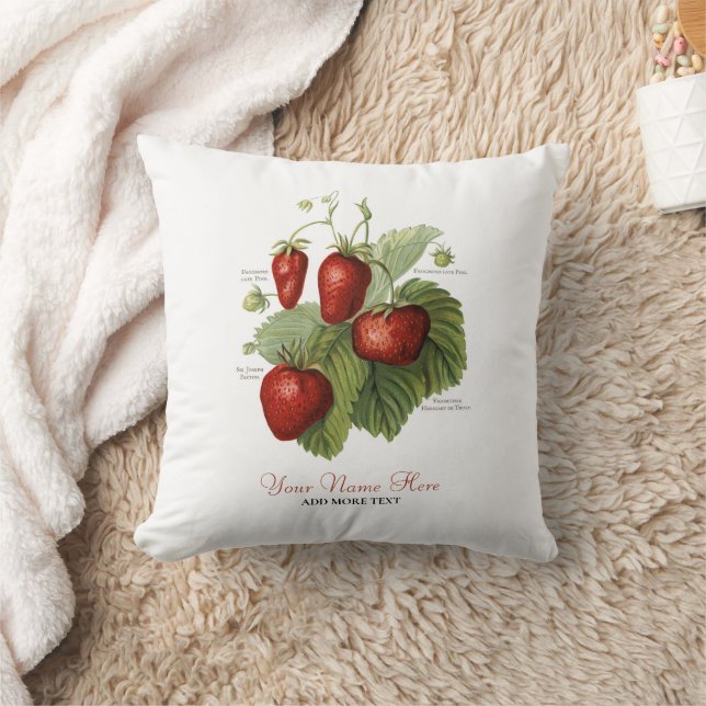 Coussin Cute Vintage fraise Variétés Ajouter Votre Nom (Couverture)