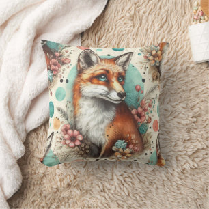 Coussin Cute Vintage Watercolo Fox peinture