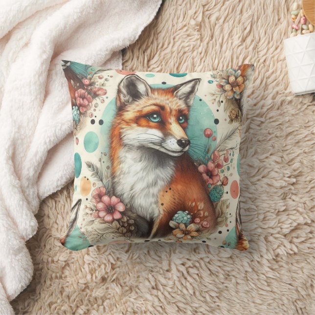 Coussin Cute Vintage Watercolo Fox peinture (Couverture)