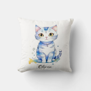 Coussin Cute watercolor cat (chaton) design