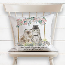 Cute Watercolor Chats Juste Marié Mariage Keepsaké