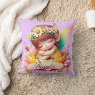 Coussin Cute Whimsical Floral Doux Rêves Dormir Fée