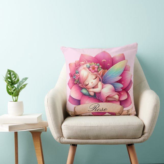 Coussin Cute Whimsical Floral Doux Rêves Dormir Fée (Chaise)