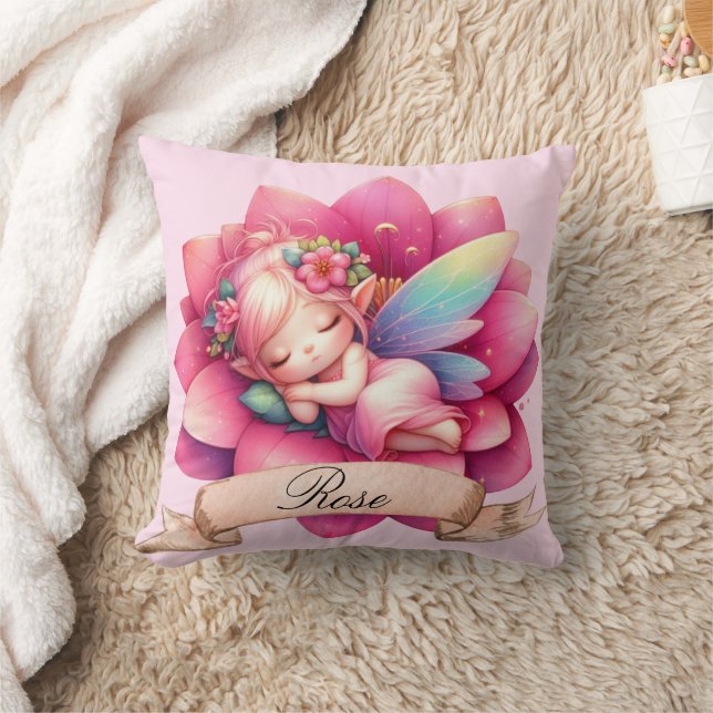 Coussin Cute Whimsical Floral Doux Rêves Dormir Fée (Couverture)