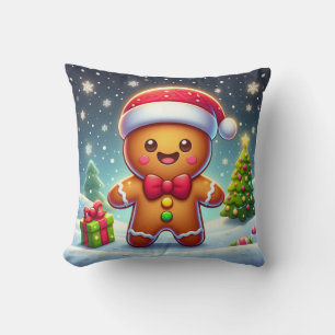 Coussin Cute Whimsical Noël/homme en pain d'épices d'hiver