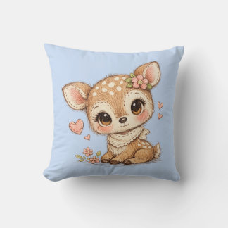 Coussin Cute Whimsical Watercolor Animal  Throw Pillow