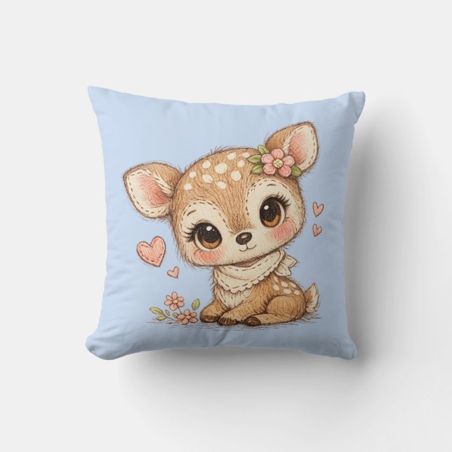 Coussin Cute Whimsical Watercolor Animal  Throw Pillow (Recto)