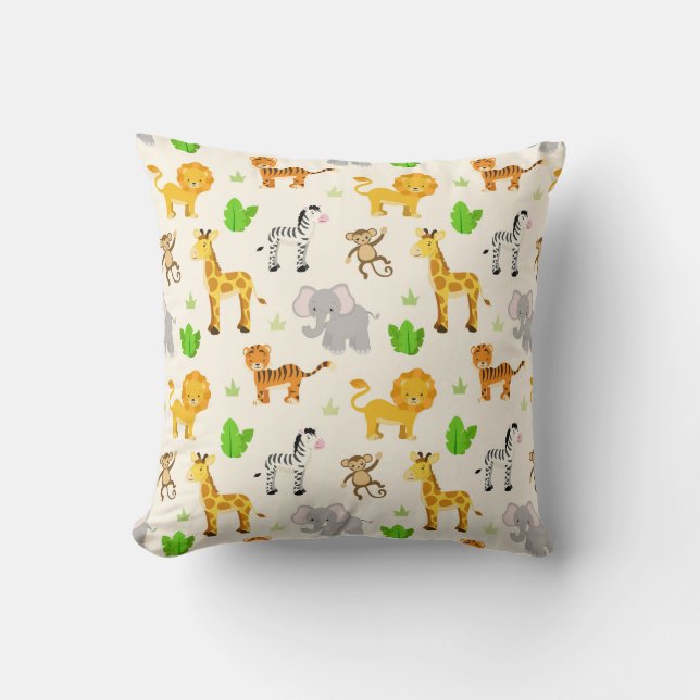 Coussin Cute Wild Safari Animal moderne Enfants Motif (Recto)