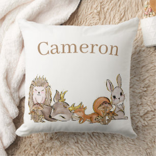 Coussin Cute Woodland Bébé Animaux Nom Personnalisé