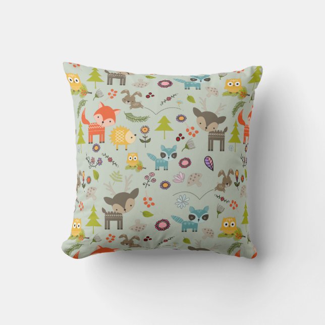 Coussin Cute Woodland Créatures Motif animal (Recto)