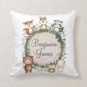 Coussin Cute Woodland Rustic Greenerals Animals Birmingham