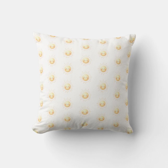 Coussin Cute Yellow Sunshine Boho Whimsical Kids Nursery (Recto)