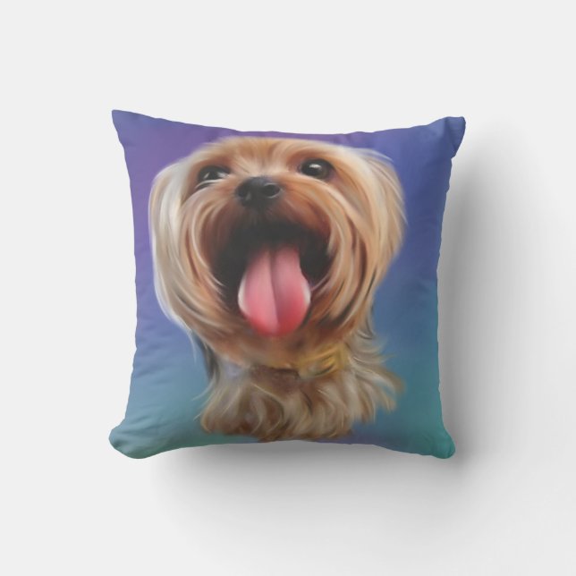 Coussin Cute Yorkie Yorkshire Terrier Art numérique (Recto)