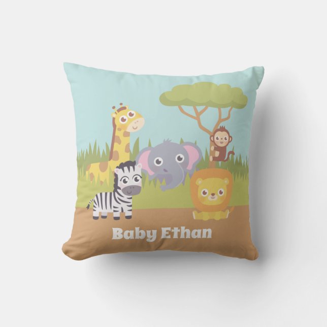 Coussin Cute Zoo Animals Baby Nursery Decor (Recto)