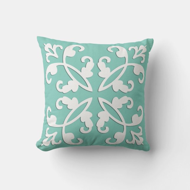 Coussin Cutwork de dentelle - blanc au-dessus de vert de (Recto)