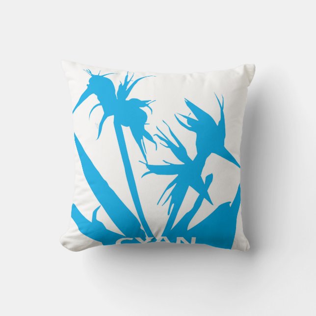 Coussin CYAN - Cojín con Flor del paraíso en calipso (Recto)