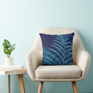 Coussin Cyanotype de Cyan et de Fougère Bleue Moody Inspir