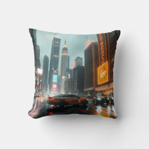 Coussin Cyberpunk Skyscrapper City Cars