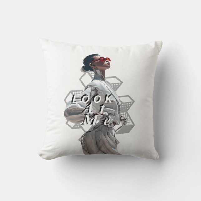 Coussin Cyborg élégant en mode futuriste blanche (Recto)