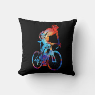 Coussin Cycling Road Bicycle Watercolor Painting