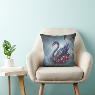 Coussin Cygne à Lune Couronnée – Gardien du Lac Silencieux